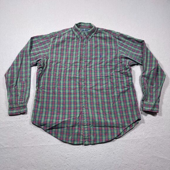 Polo Ralph Lauren‎ Shirt Mens XL Red Green Button Up Classic Fit Plaid Flannel - Picture 1 of 11